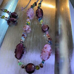 Premier Designs 3-Piece Jewelry Set | Murano-Inspired Lamp-work Beads EUC